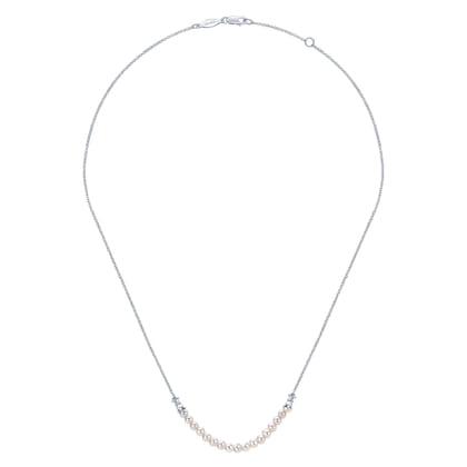 925 Sterling Silver Cultured Pearl String Bar Necklace