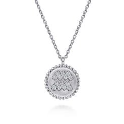 925 Sterling Silver Diamond Bujukan Aquarius Jan 20 - Feb 18 Zodiac Pendant Necklace