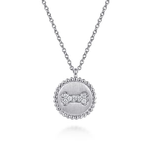 925 Sterling Silver Diamond Bujukan Bone Medallion Pendant Necklace