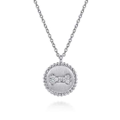 925 Sterling Silver Diamond Bujukan Bone Medallion Pendant Necklace