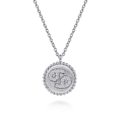 925 Sterling Silver Diamond Bujukan Cancer (Jun 21 - Jul 22)Zodiac Pendant Necklace