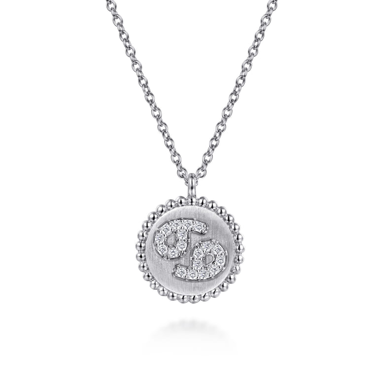 925 Sterling Silver Diamond Bujukan Cancer Jun 21 - Jul 22 Zodiac Pendant Necklace - 0.05 ct - Shot 1