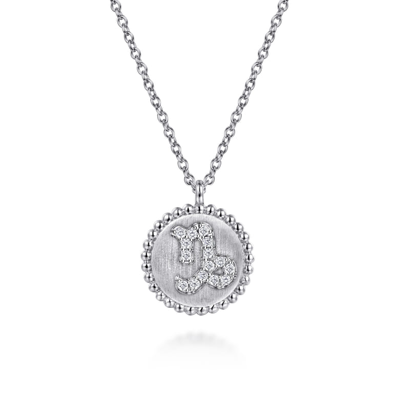 925 Sterling Silver Diamond Bujukan Capricorn Dec 22 - Jan 19 Zodiac Pendant Necklace - 0.05 ct - Shot 1