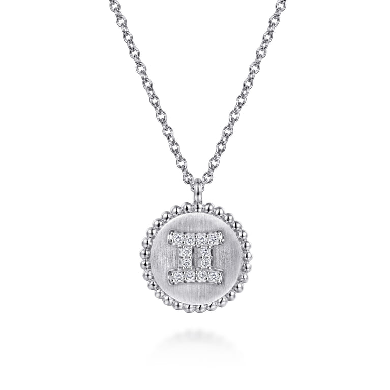 925 Sterling Silver Diamond Bujukan Gemini May 21 - Jun 20 Zodiac Pendant Necklace - 0.05 ct - Shot 1