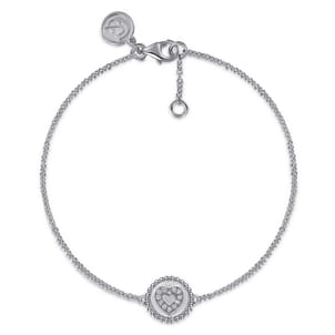 925 Sterling Silver Diamond Bujukan Heart Bracelet