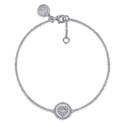 925 Sterling Silver Diamond Bujukan Heart Bracelet