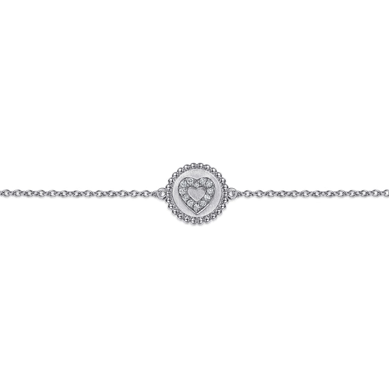 925 Sterling Silver Diamond Bujukan Heart Bracelet - 0.06 ct - Shot 2