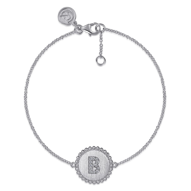 925 Sterling Silver Diamond Bujukan Initial B Bracelet - 0.05 ct - Shot 1