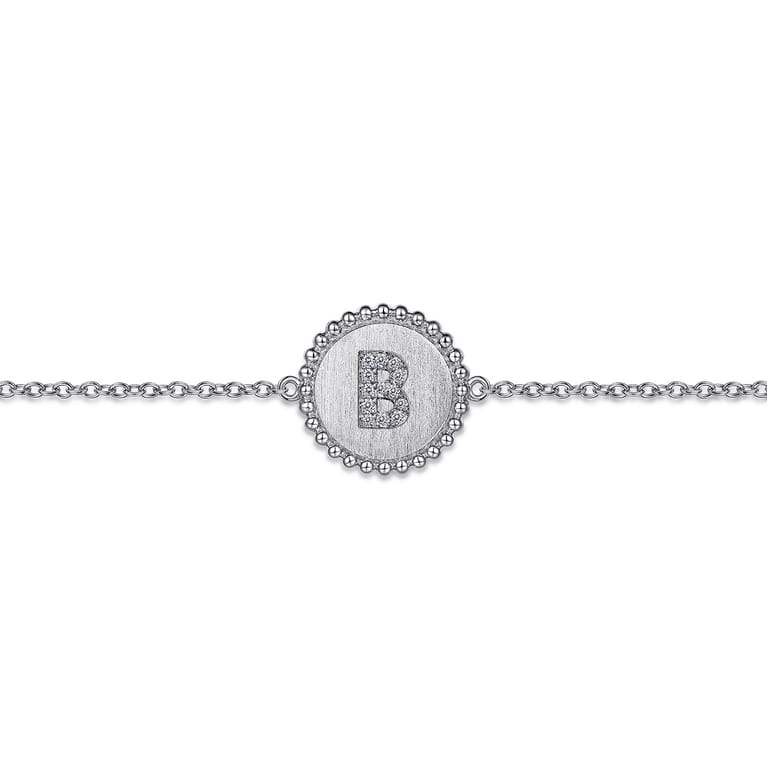 925 Sterling Silver Diamond Bujukan Initial B Bracelet - 0.05 ct - Shot 2