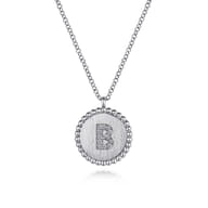 925 Sterling Silver Diamond Bujukan Initial B Necklace