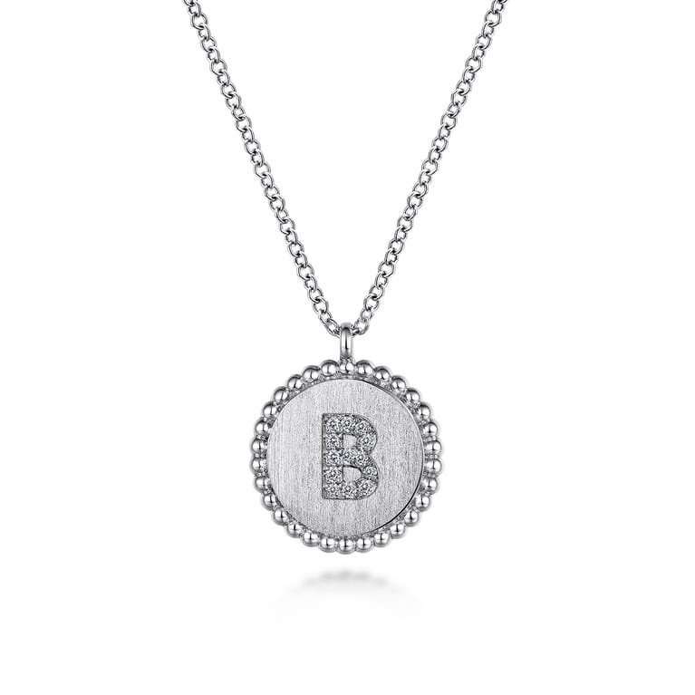 925 Sterling Silver Diamond Bujukan Initial B Necklace - 0.05 ct - Shot 1