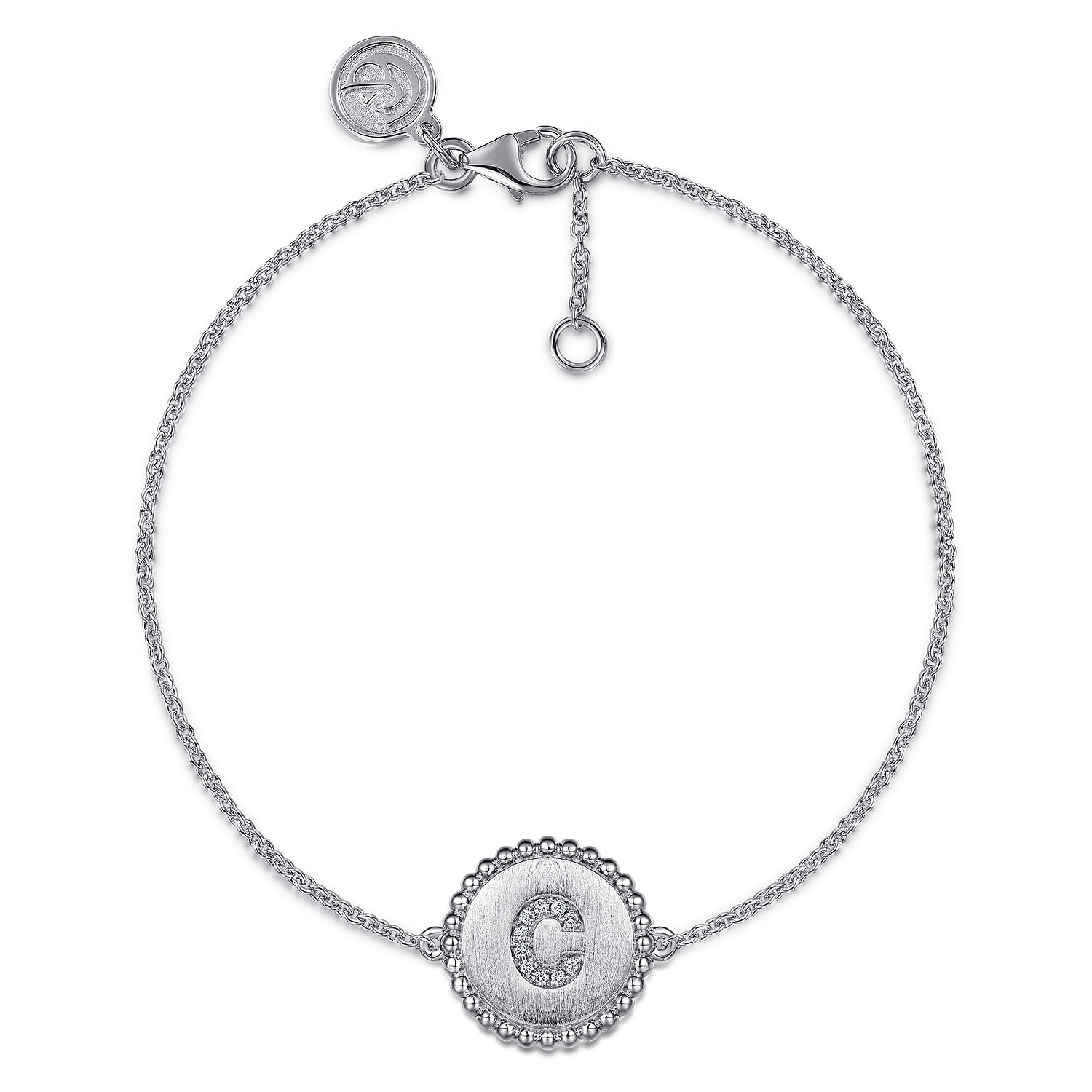 925 Sterling Silver Diamond Bujukan Initial C Bracelet - 0.04 ct - Shot 1
