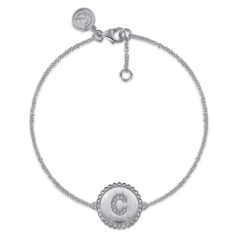 925 Sterling Silver Diamond Bujukan Initial C Bracelet - 0.04 ct - Shot 1
