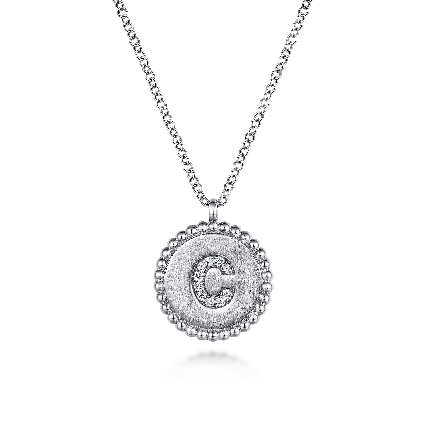 925 Sterling Silver Diamond Bujukan Initial C Necklace - 0.04 ct - Shot 1
