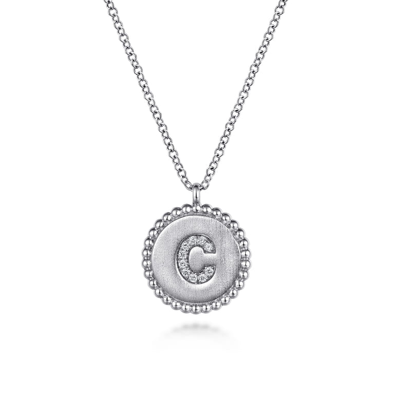 925 Sterling Silver Diamond Bujukan Initial C Necklace - 0.04 ct - Shot 1