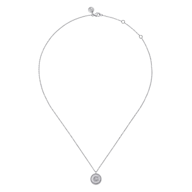 925 Sterling Silver Diamond Bujukan Initial C Necklace - 0.04 ct - Shot 2