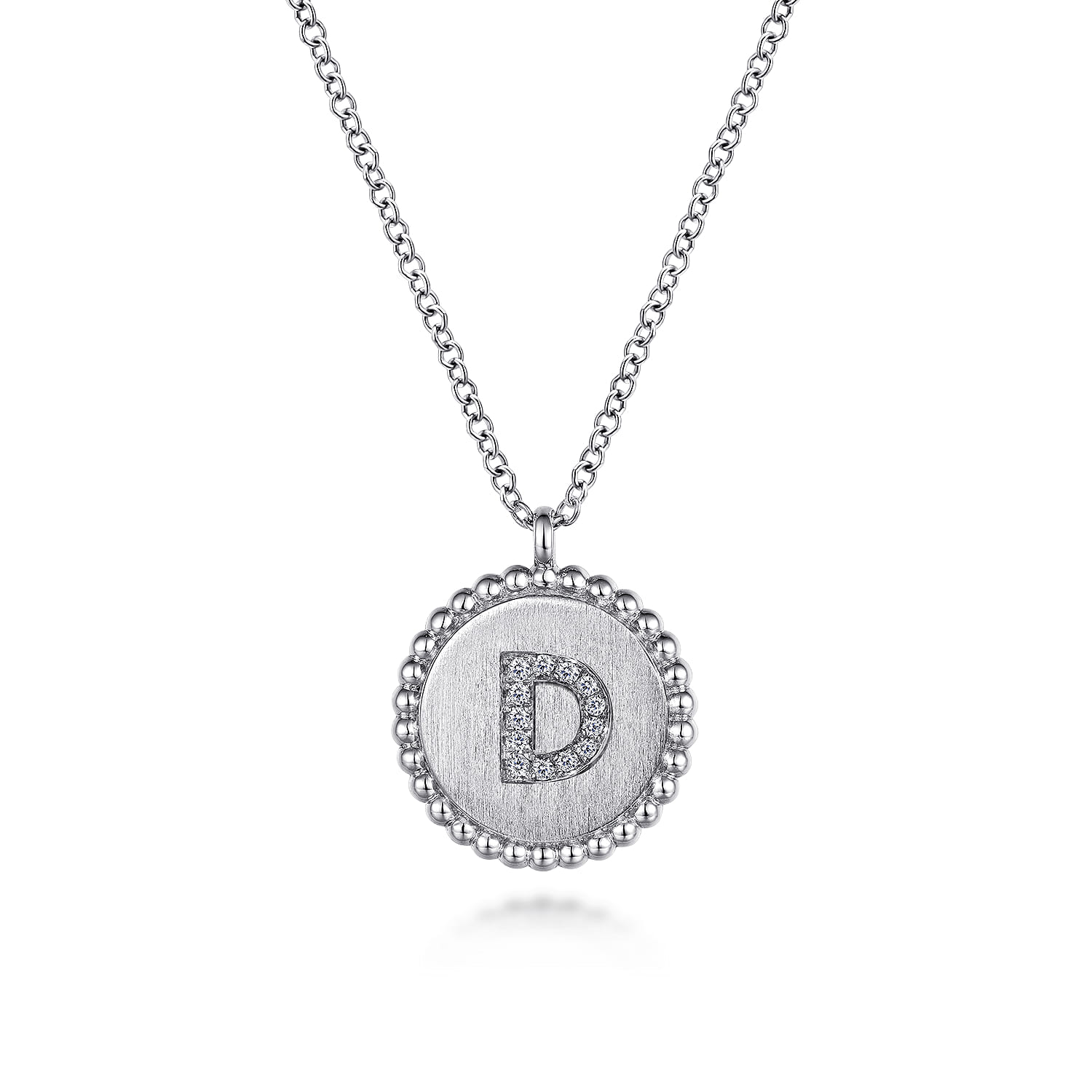 925 Sterling Silver Diamond Bujukan Initial D Necklace - 0.05 ct - Shot 1