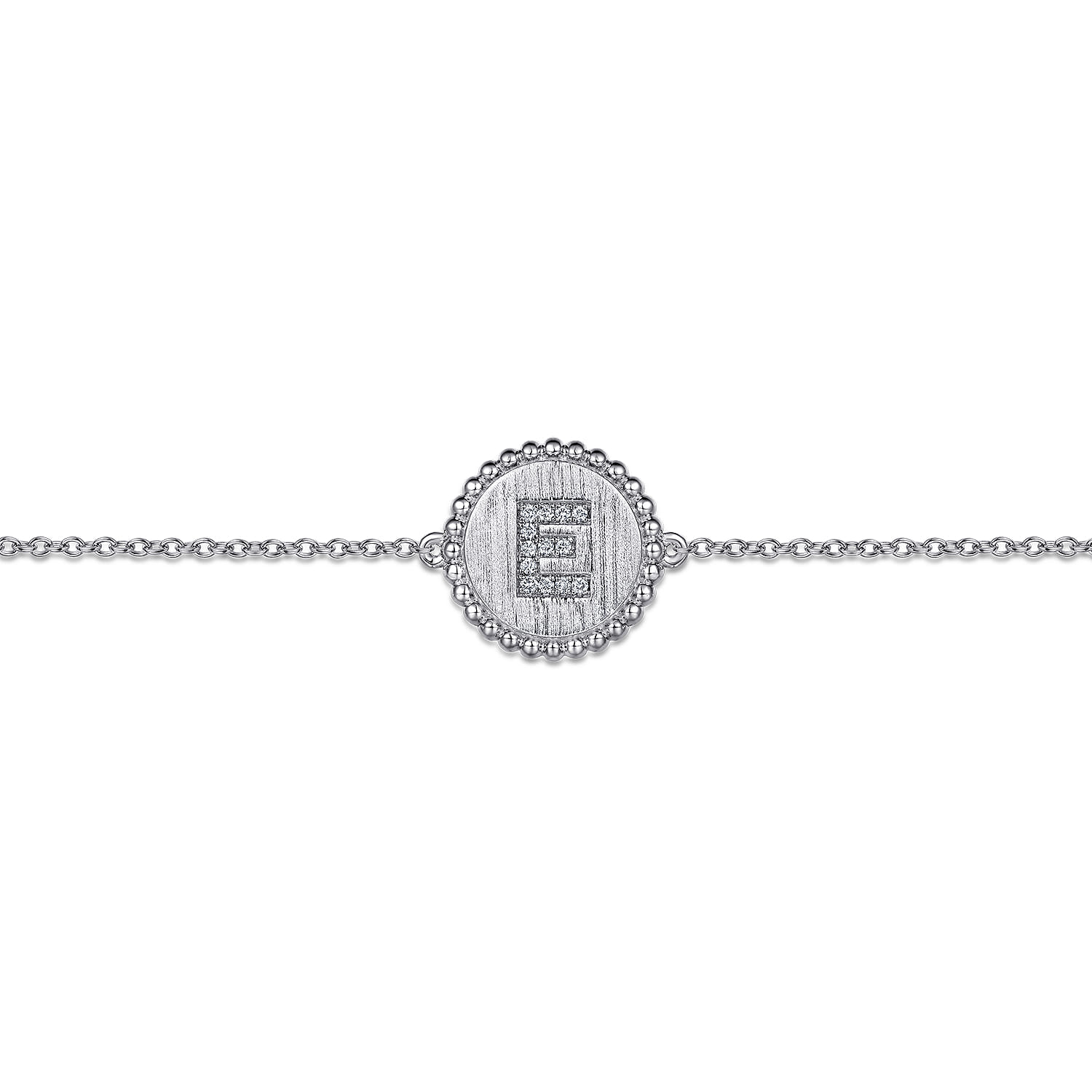 925 Sterling Silver Diamond Bujukan Initial E Bracelet - 0.05 ct - Shot 2