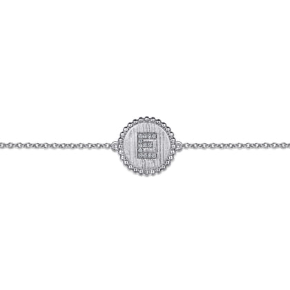 925 Sterling Silver Diamond Bujukan Initial E Bracelet