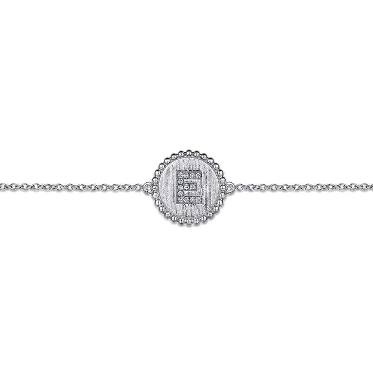 925 Sterling Silver Diamond Bujukan Initial E Bracelet - 0.05 ct - Shot 2