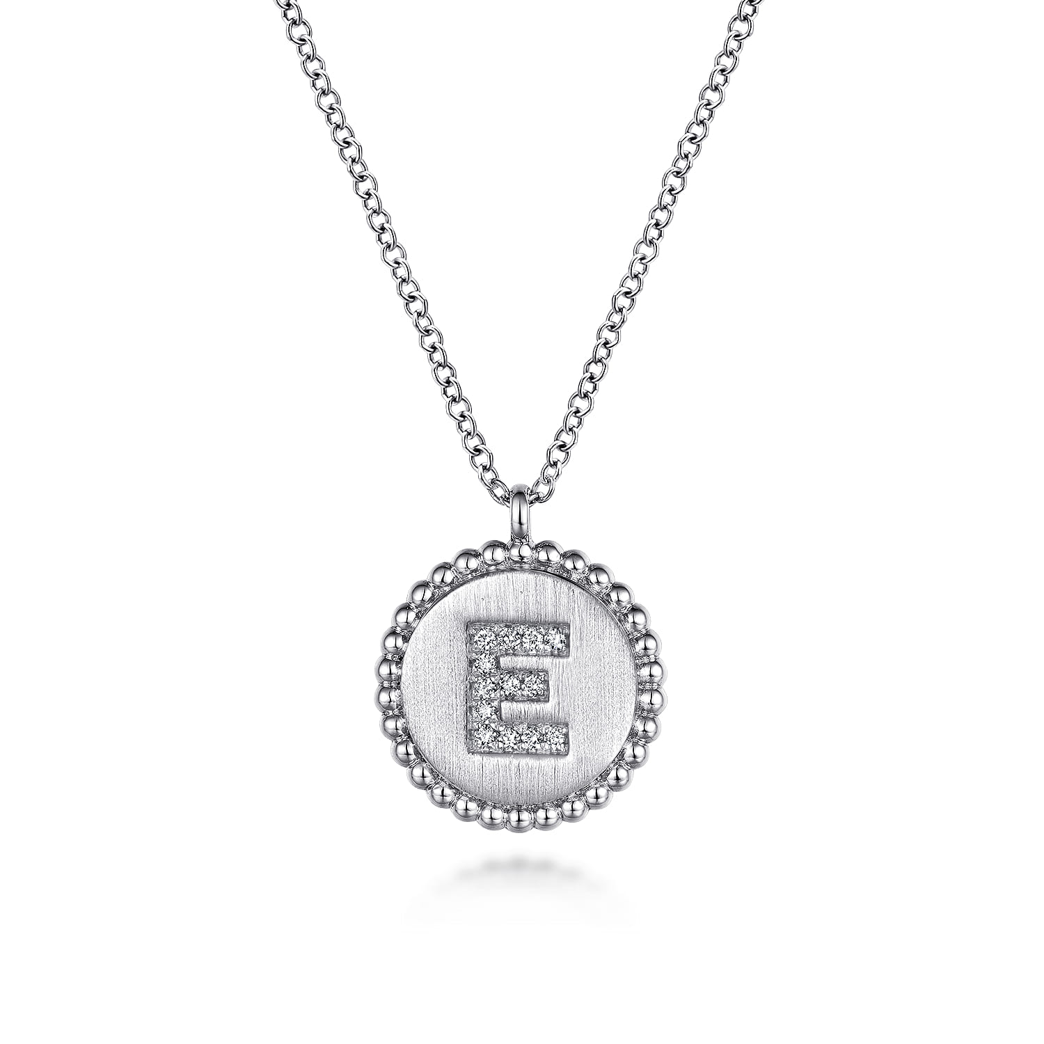 925 Sterling Silver Diamond Bujukan Initial E Necklace - 0.05 ct - Shot 1