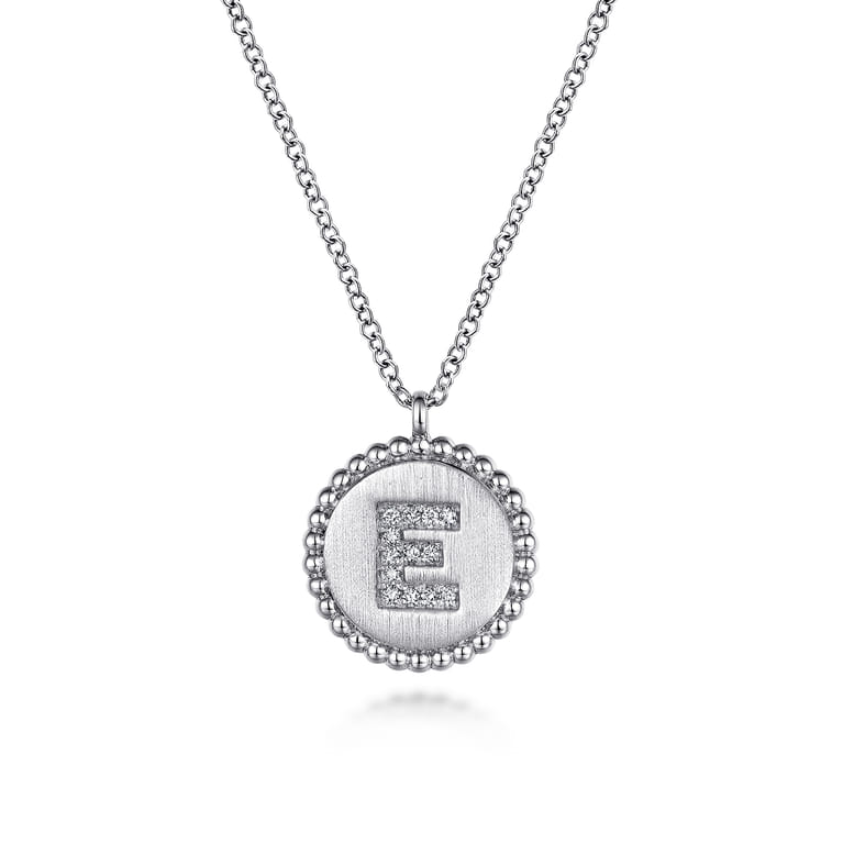 925 Sterling Silver Diamond Bujukan Initial E Necklace - 0.05 ct - Shot 1