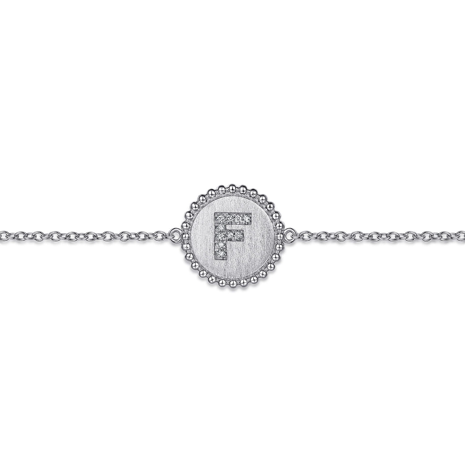 925 Sterling Silver Diamond Bujukan Initial F Bracelet - 0.04 ct - Shot 2