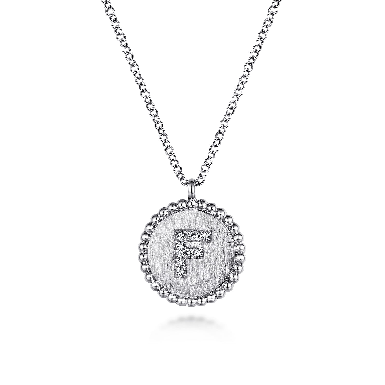925 Sterling Silver Diamond Bujukan Initial F Necklace - 0.04 ct - Shot 1