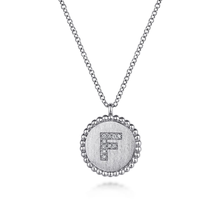 925 Sterling Silver Diamond Bujukan Initial F Necklace - 0.04 ct - Shot 1