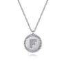 925 Sterling Silver Diamond Bujukan Initial F Necklace - 0.04 ct