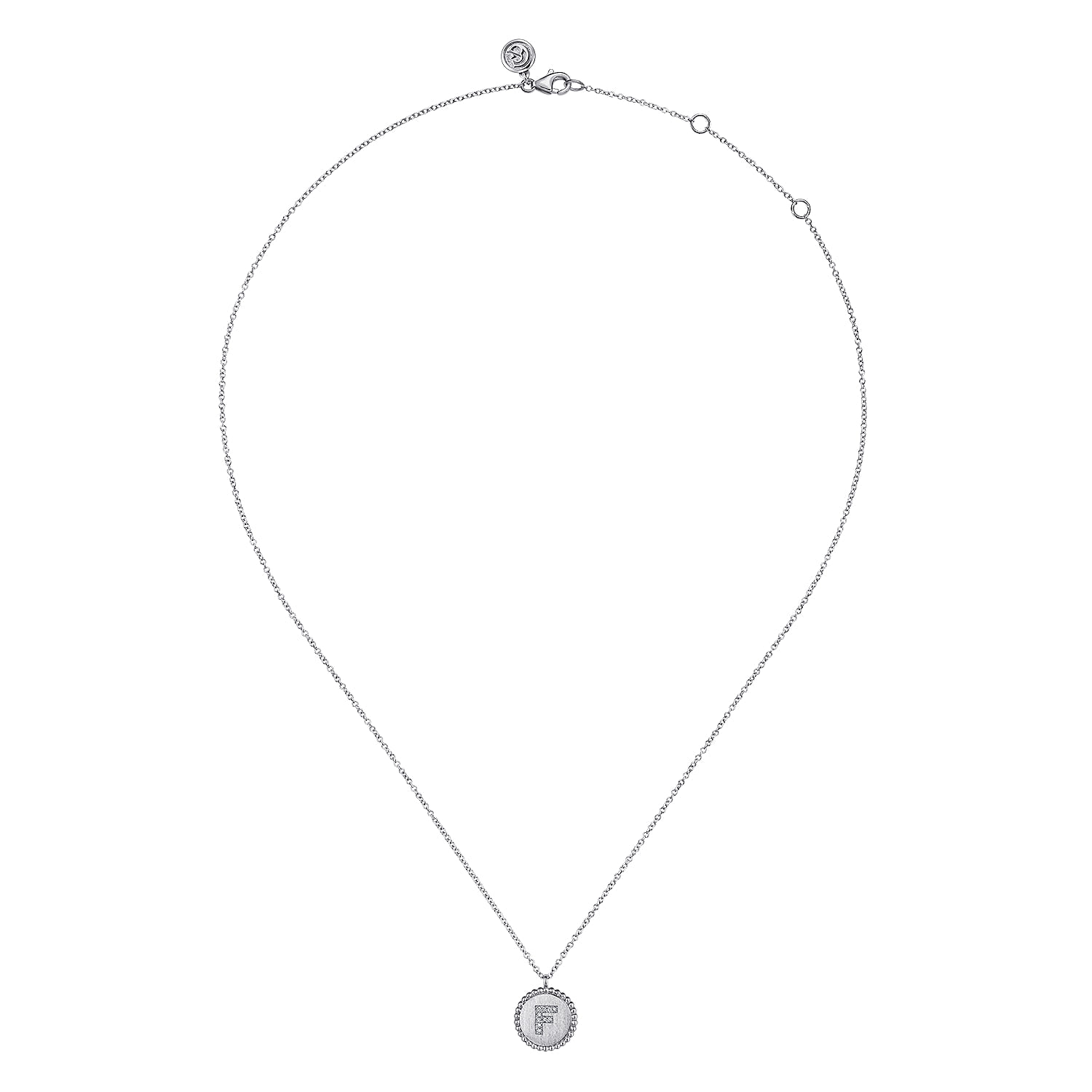 925 Sterling Silver Diamond Bujukan Initial F Necklace - 0.04 ct - Shot 2