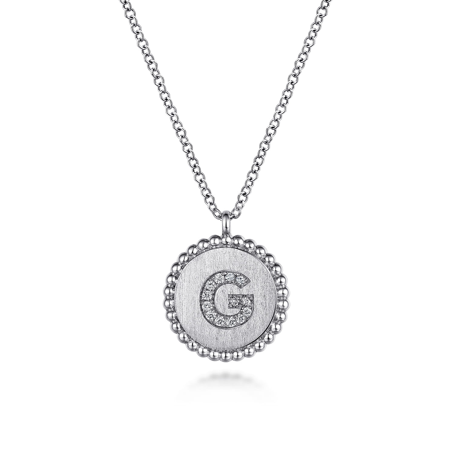 925 Sterling Silver Diamond Bujukan Initial G Necklace - 0.05 ct - Shot 1