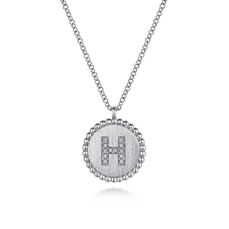 925 Sterling Silver Diamond Bujukan Initial H Necklace - 0.05 ct - Shot 1