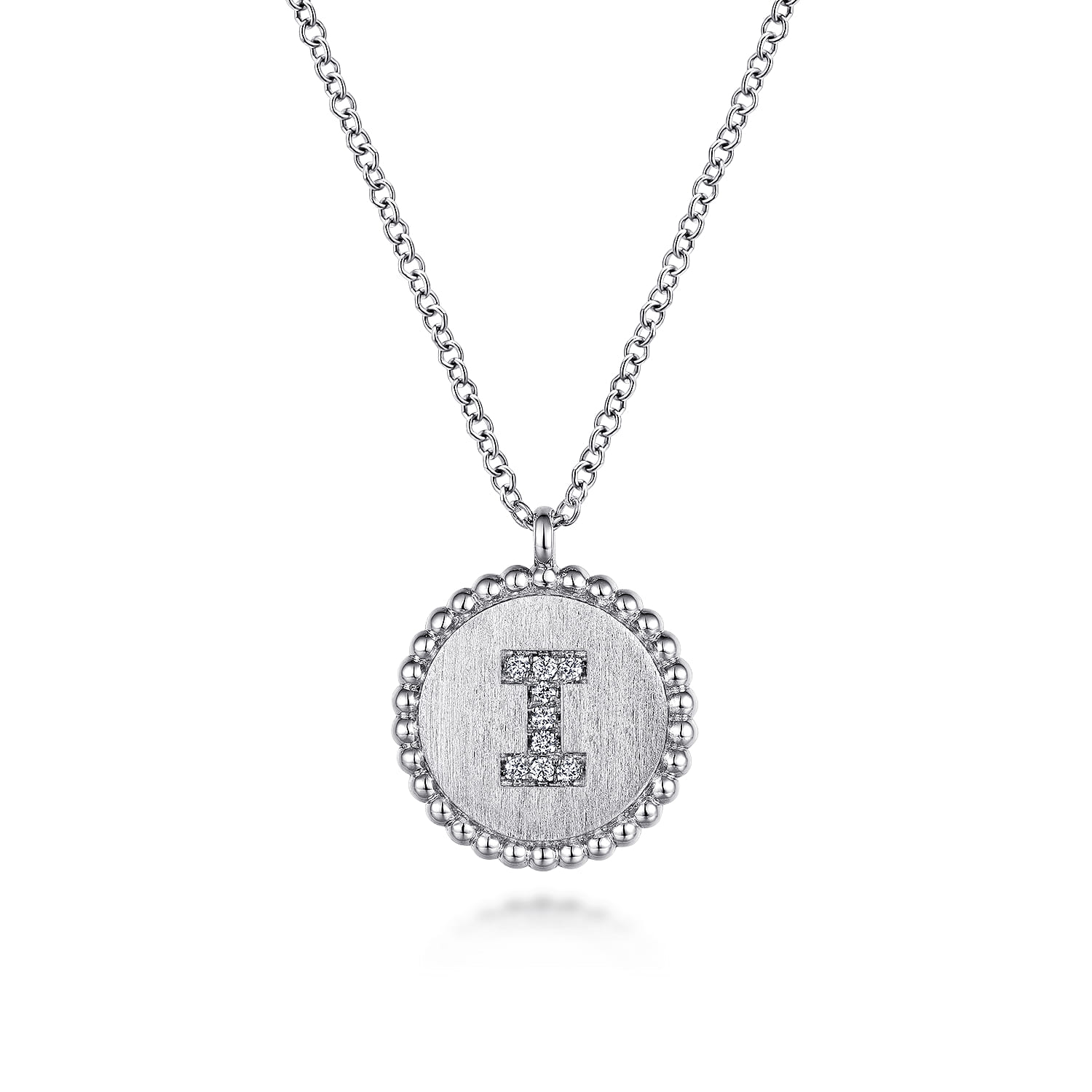 925 Sterling Silver Diamond Bujukan Initial I Necklace - 0.04 ct - Shot 1