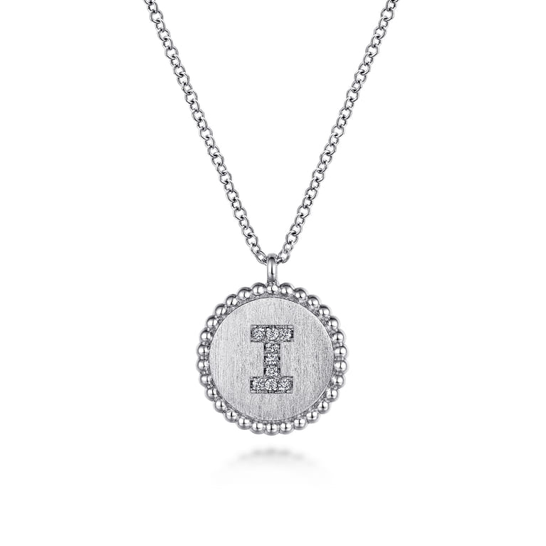 925 Sterling Silver Diamond Bujukan Initial I Necklace - 0.04 ct - Shot 1