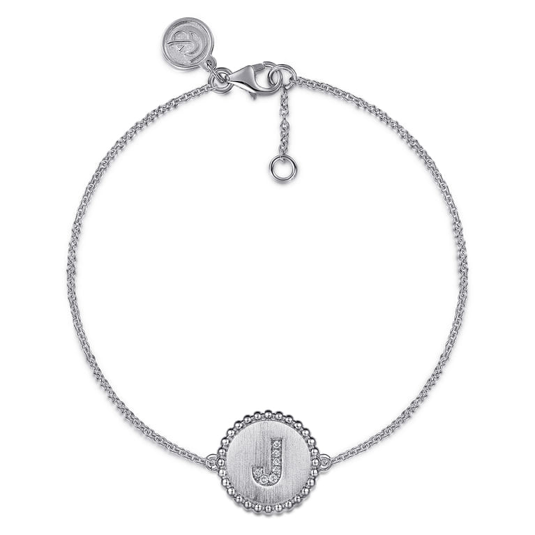 925 Sterling Silver Diamond Bujukan Initial J Bracelet - 0.03 ct - Shot 1