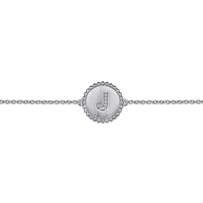 925 Sterling Silver Diamond Bujukan Initial J Bracelet