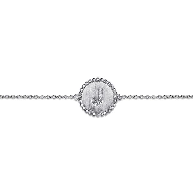 925 Sterling Silver Diamond Bujukan Initial J Bracelet - 0.03 ct - Shot 2