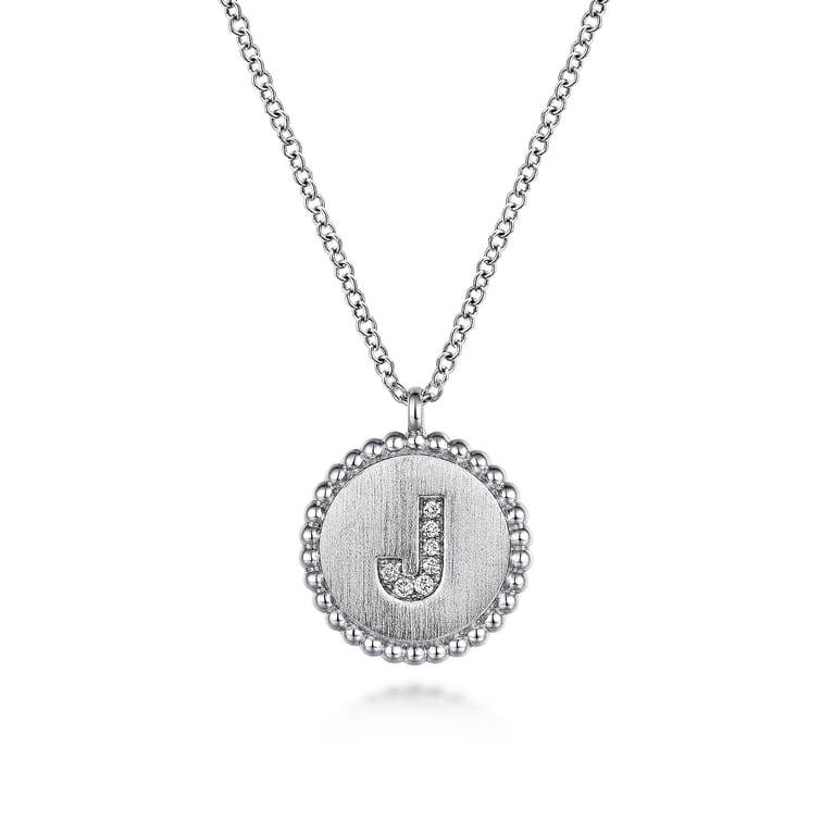925 Sterling Silver Diamond Bujukan Initial J Necklace - 0.03 ct - Shot 1