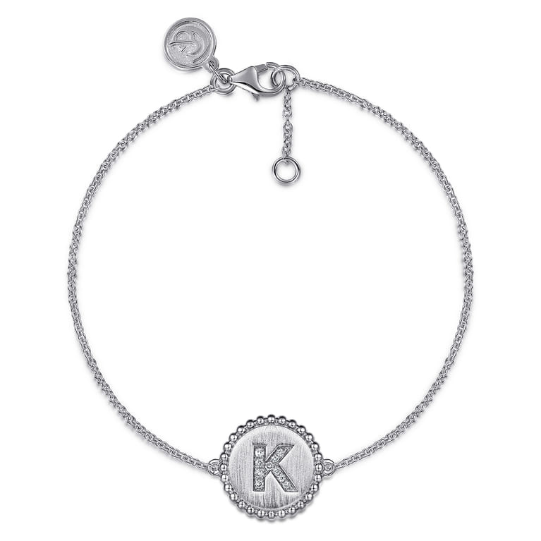 925 Sterling Silver Diamond Bujukan Initial K Bracelet - 0.05 ct - Shot 1