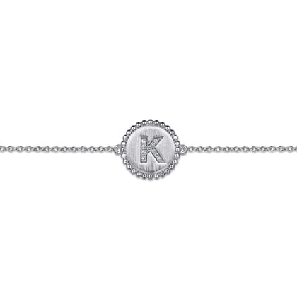 925 Sterling Silver Diamond Bujukan Initial K Bracelet