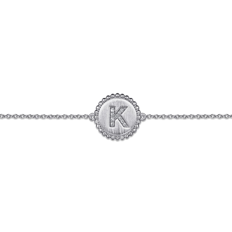 925 Sterling Silver Diamond Bujukan Initial K Bracelet - 0.05 ct - Shot 2
