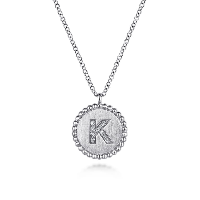 925 Sterling Silver Diamond Bujukan Initial K Necklace - 0.05 ct - Shot 1