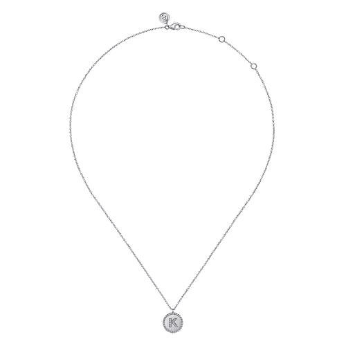 925 Sterling Silver Diamond Bujukan Initial K Necklace - 0.05 ct - Shot 2