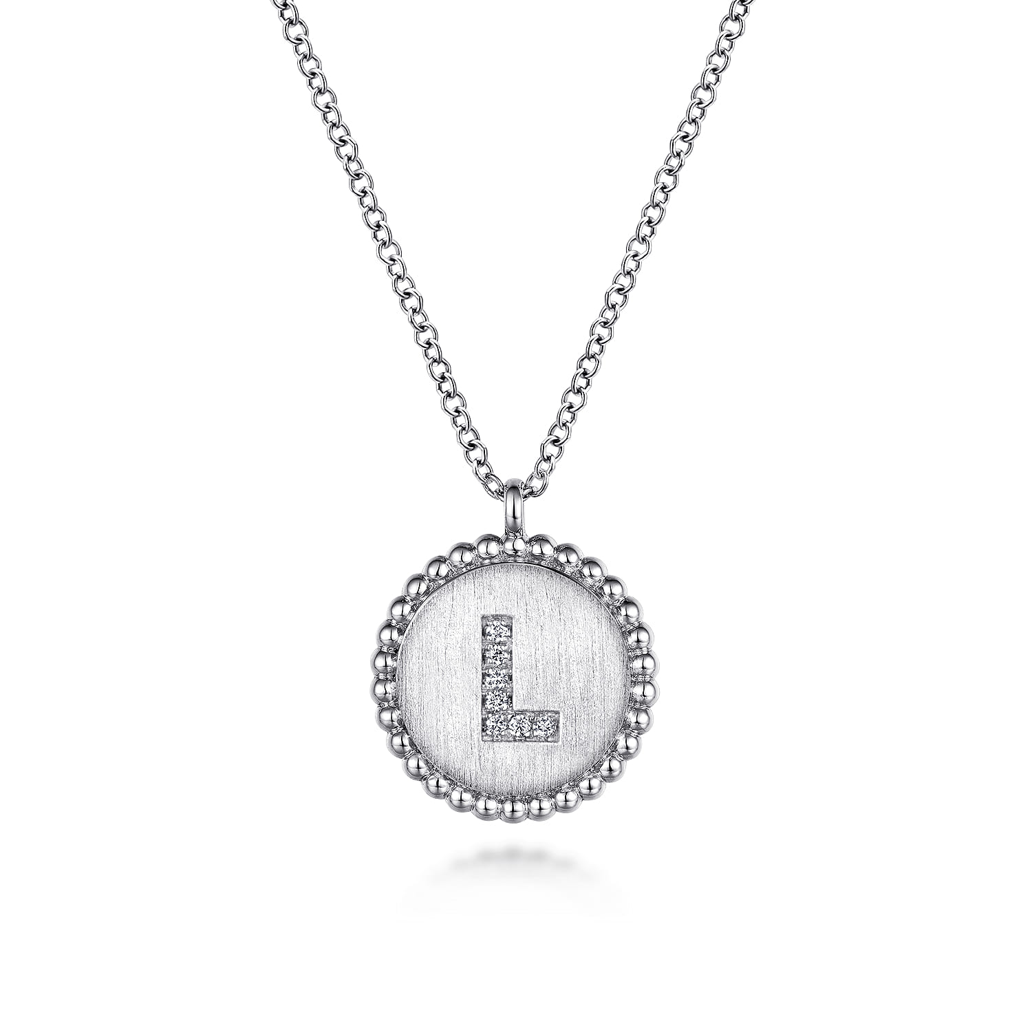 925 Sterling Silver Diamond Bujukan Initial L Necklace - 0.03 ct - Shot 1