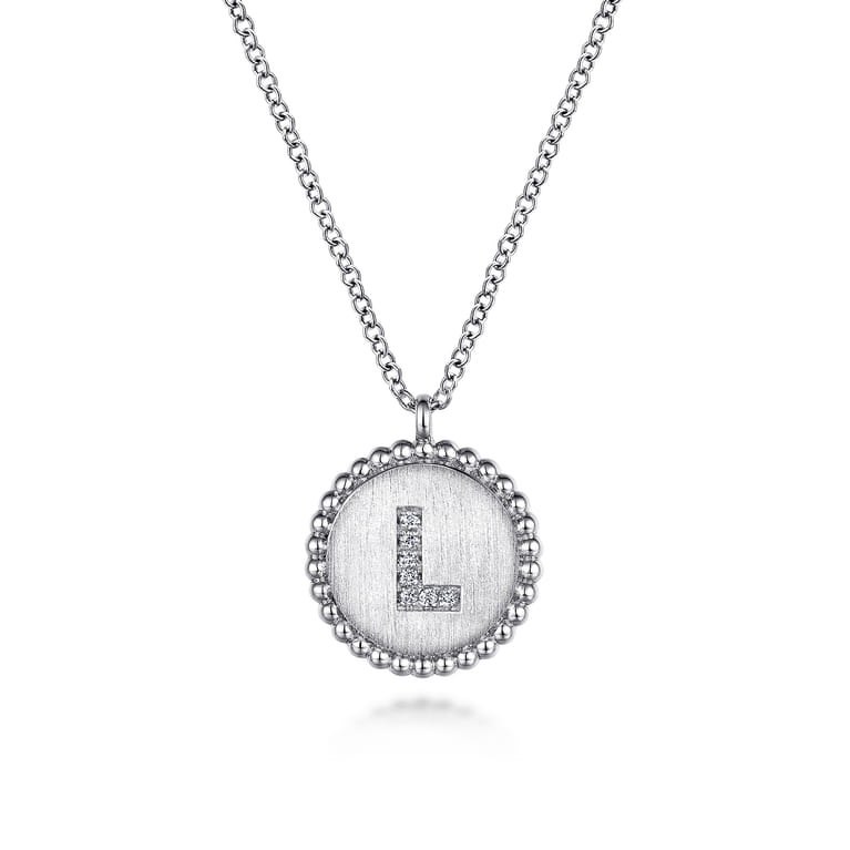 925 Sterling Silver Diamond Bujukan Initial L Necklace - 0.03 ct - Shot 1