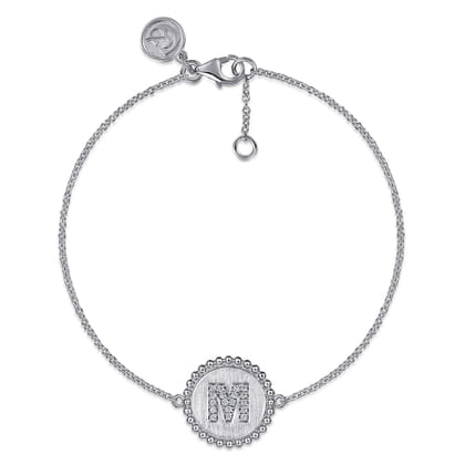 925 Sterling Silver Diamond Bujukan Initial M Bracelet