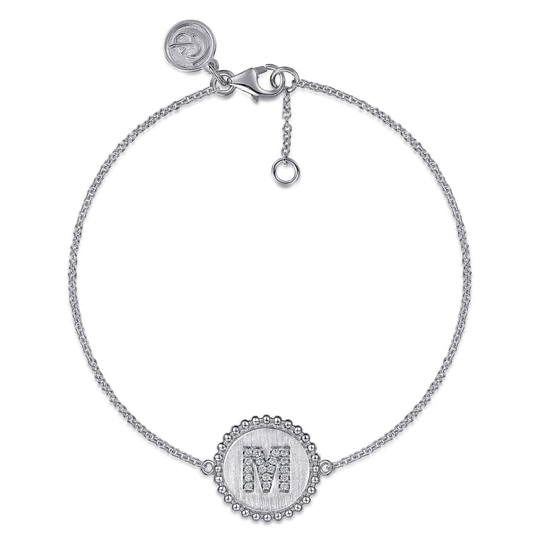 925 Sterling Silver Diamond Bujukan Initial M Bracelet - 0.07 ct - Shot 1