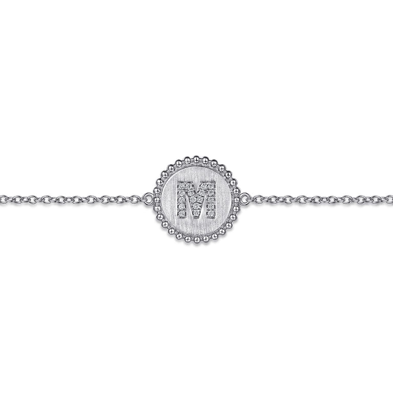 925 Sterling Silver Diamond Bujukan Initial M Bracelet - 0.07 ct - Shot 2