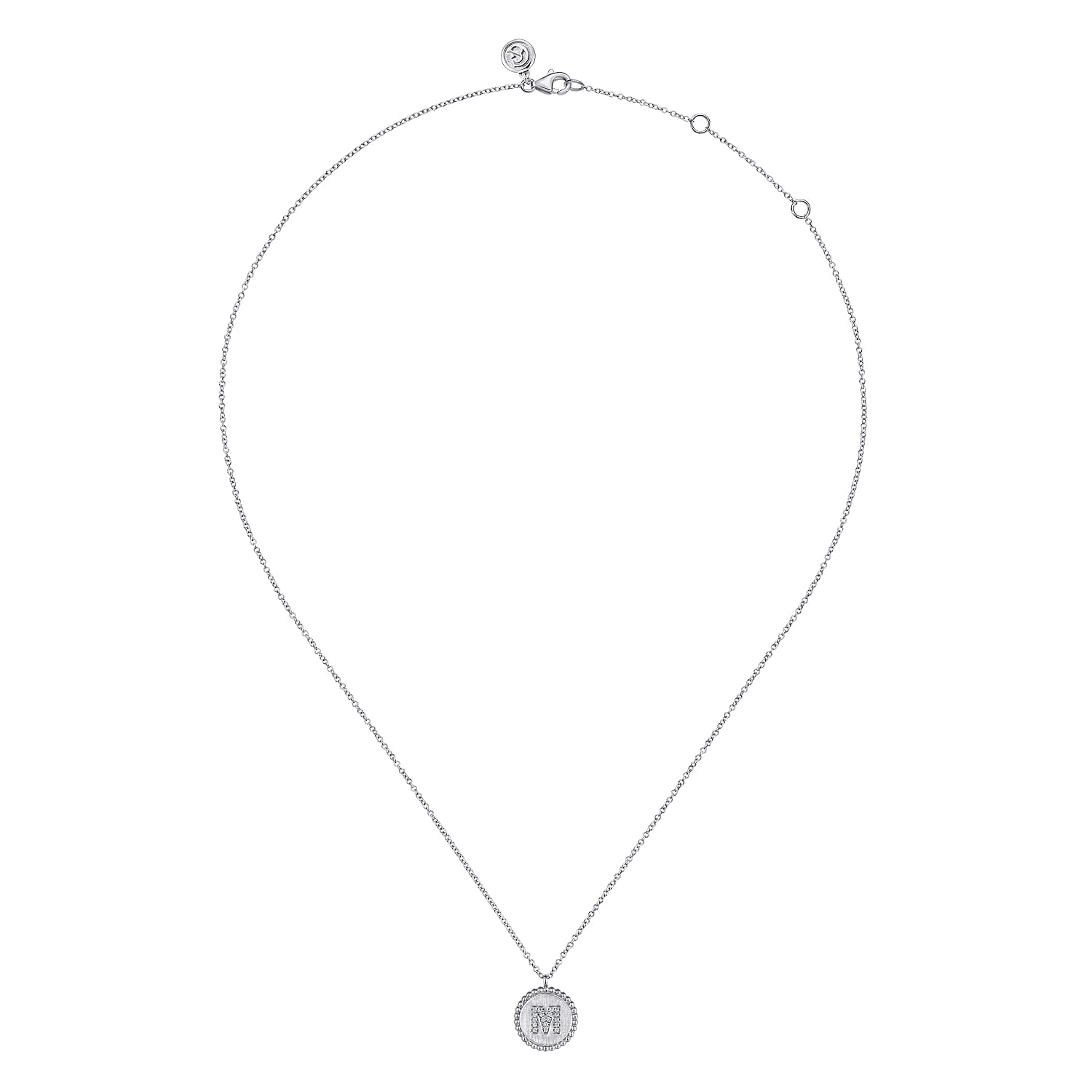 925 Sterling Silver Diamond Bujukan Initial M Necklace - 0.07 ct - Shot 2